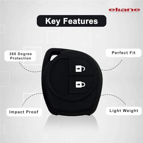 Eliane Silicone Car Key Cover 2 Button Compatible with Maruti Suzuki Baleno Grand Vitara XL6 Swift Brezza Ertiga Dzire Celerio Ciaz SX4 Ignis S Presso S Cross Fronx Alto Ritz (Black-2Pcs) - Image 4