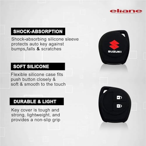 Eliane Silicone Car Key Cover 2 Button Compatible with Maruti Suzuki Baleno Grand Vitara XL6 Swift Brezza Ertiga Dzire Celerio Ciaz SX4 Ignis S Presso S Cross Fronx Alto Ritz (Black-2Pcs) - Image 5