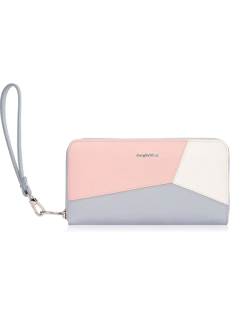 Cengiz Pakel Women's Wallet Women's Wallet Wrist Strap Large Size Ice Blue 20cm x 10.5cm