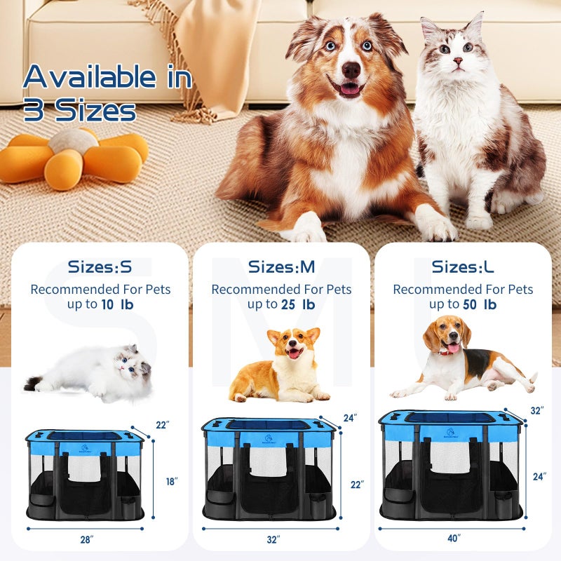 Romantic bear Dog Playpen,Pet Playpen,Foldable Puppy Cat Playpen, Portable Exercise Kennel Tent Crate,Water-Resistant Breathable Shade Cover,Indoor Outdoor Travel Camping Use for Small Animals with Carrying Case(M) - Image 3