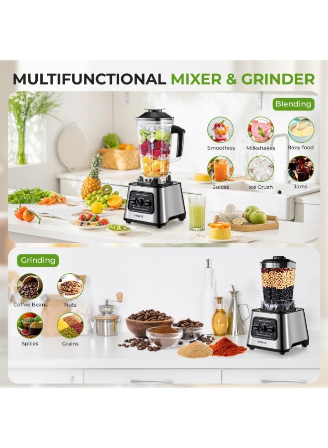 2-In-1 Professional Blender,6000W Multi-Function High Speed 2.5L Adjustable Capacity Stainless Steel Blades Copper Motor Ergonomic Handle Professional Blender 9 Speeds - view 4