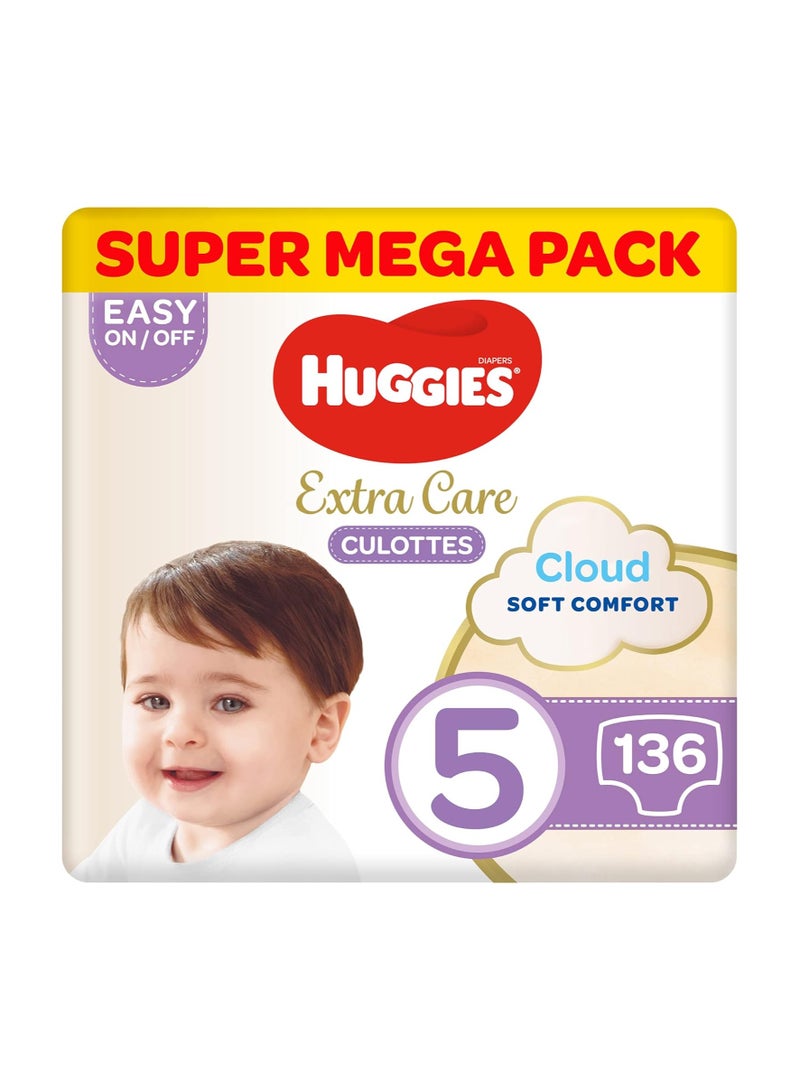 HUGGIES Extra Care Culottes, Size 5, 12-17 kg, Super Mega Pack, 136 Diaper Pants - Image 1
