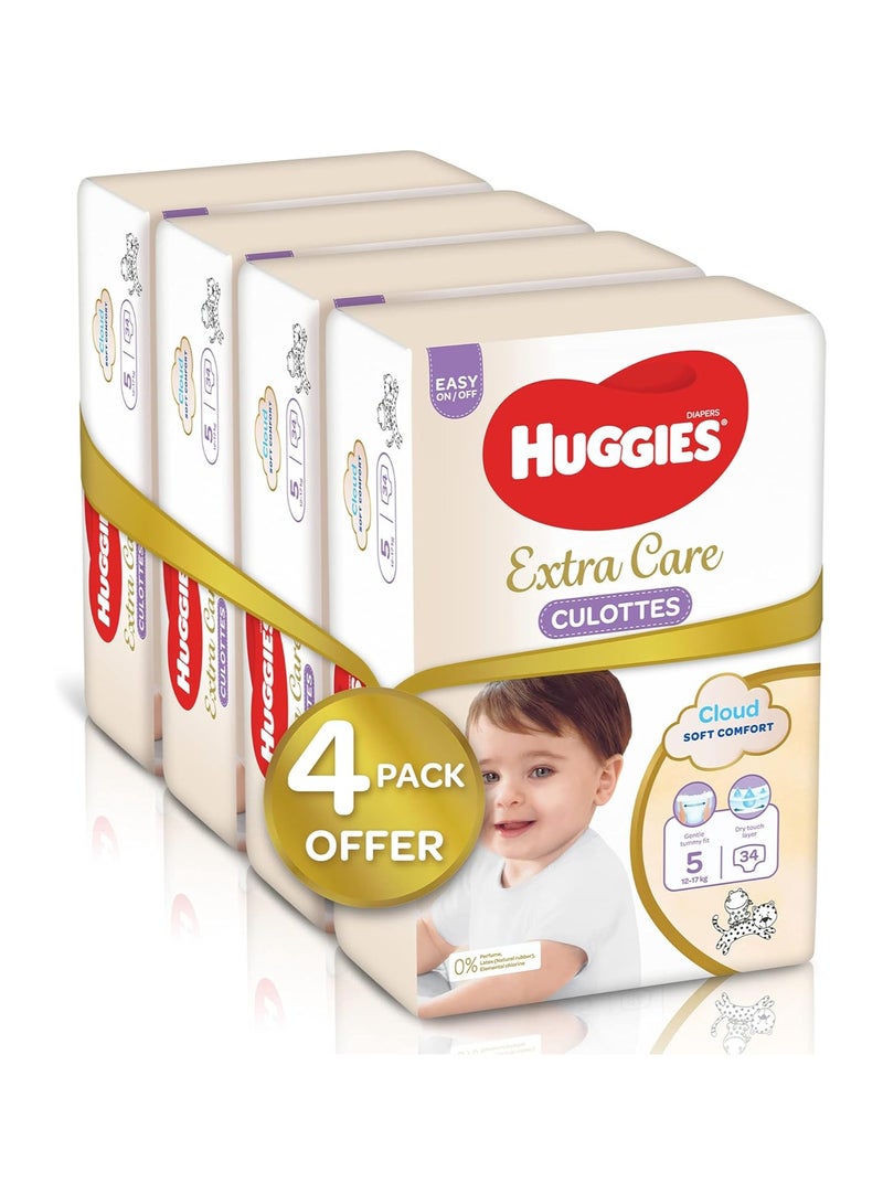 HUGGIES Extra Care Culottes, Size 5, 12-17 kg, Super Mega Pack, 136 Diaper Pants - Image 3