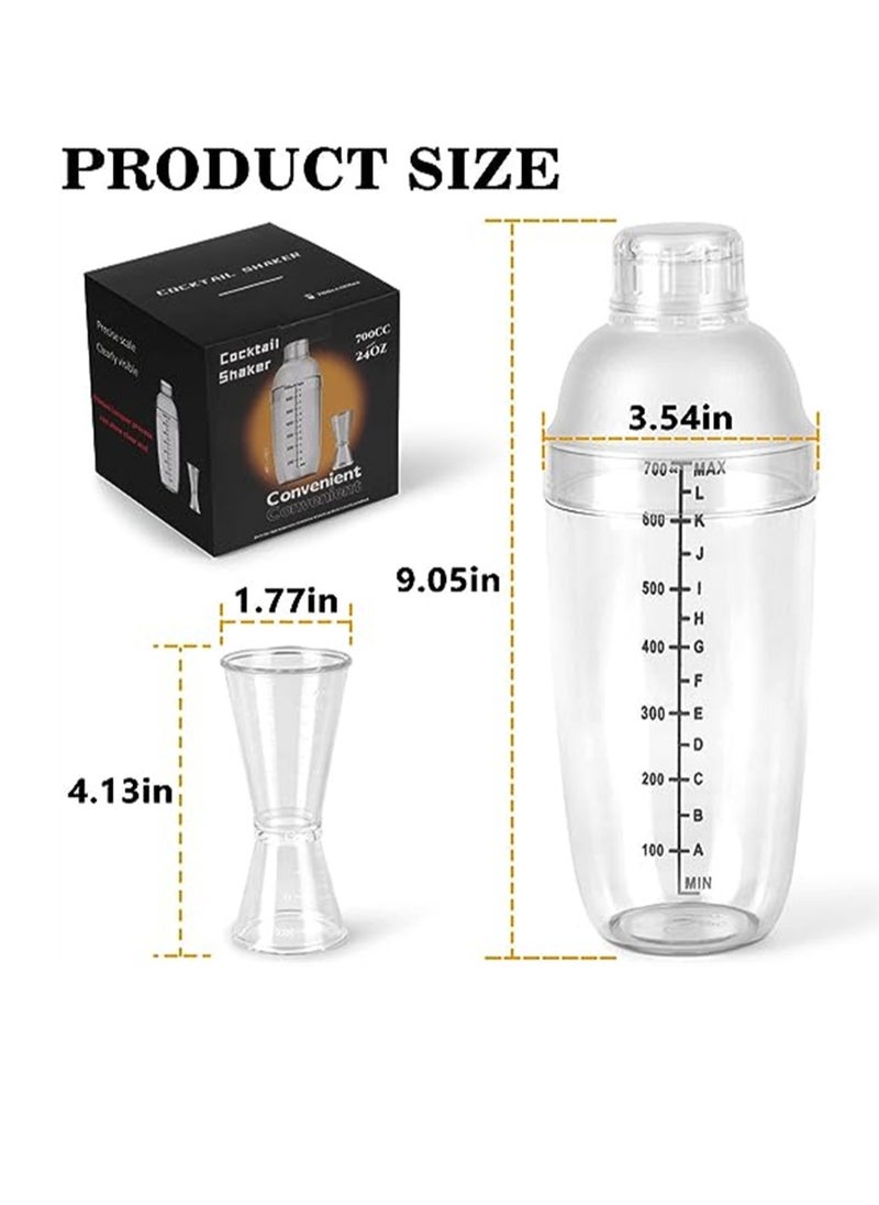 SYOSI Plastic Cocktail Shaker, 4 Pcs 24oz Drink Mixer Drink Shaker, with 4 Pcs Ounce Cup, Plastic Shaker Bottle Tea Drink Mixer Cocktail Measuring Cup for Kitchen Bar Party Tools  - Image 3