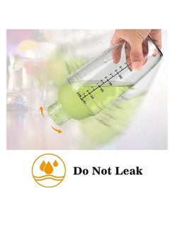 SYOSI خلاط كوكتيل بلاستيكي، 4 قطع خلاط مشروبات بسعة 24oz، مع 4 قطع كوب أونصة، زجاجة شيكر بلاستيكية، خلاط مشروبات الشاي، كوب قياس كوكتيل لأدوات حفلات بار المطبخ  - Image 4