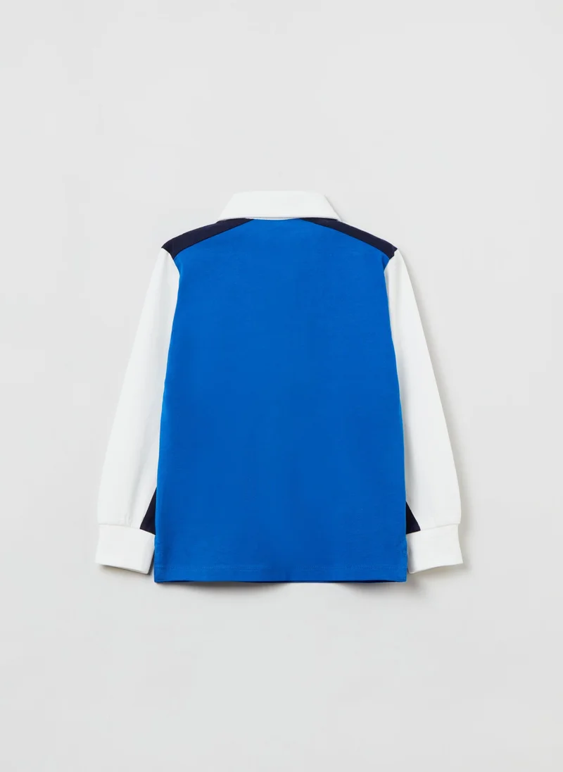 او في اس OVS Colour Block Polo Shirt With Embroidery And Print