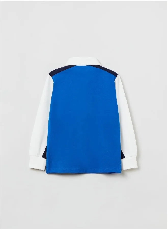 Ovs OVS Colour Block Polo Shirt With Embroidery And Print