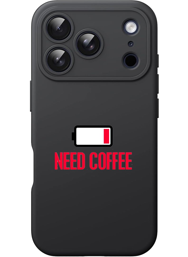 Theodor Protective Slim Fit Case Liquid Silicone Cover with Full Body Protection Anti-Scratch Shockproof Case For Apple iPhone 17 Pro Max (Black) Need Coffee - Image 1