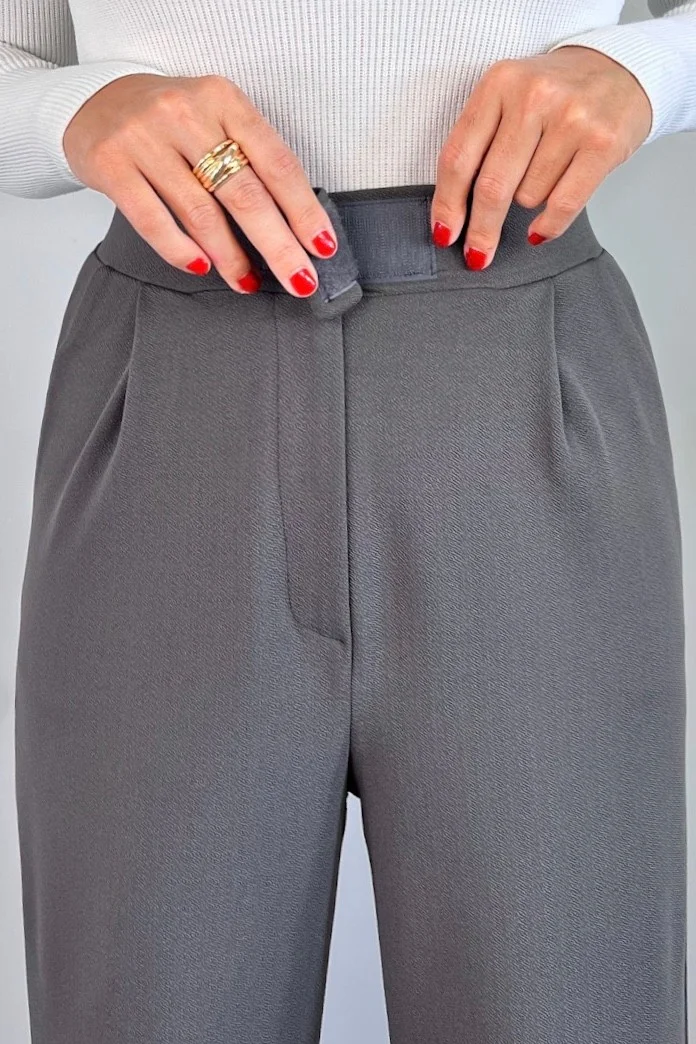 Ritnice Line Women's Lycra Velcro Closure Anthracite Palazzo Trousers