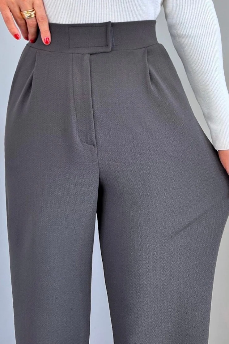 Ritnice Line Women's Lycra Velcro Closure Anthracite Palazzo Trousers