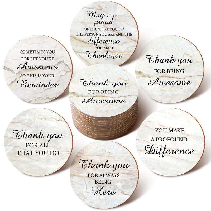 Yaomiao 48 Pcs Thank You Appreciation Coasters Employee Appreciation Gift for Coworker Absorbent Desk Coasters with Cork for Office Water Thank You Cute Cup Mat Gifts for Home Office Desk Staff Team - Image 2