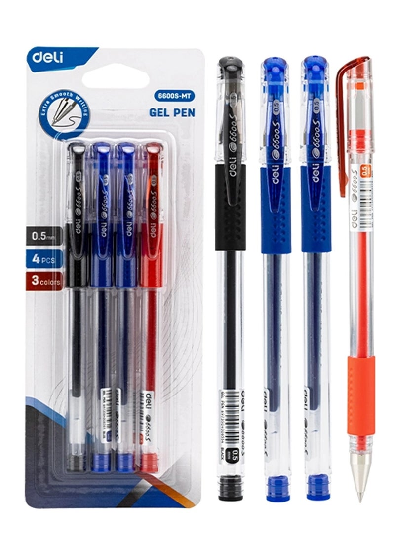 Deli قلم حبر جل 4 قطع رأس 0.5 مم متعدد الألوان - Image 1