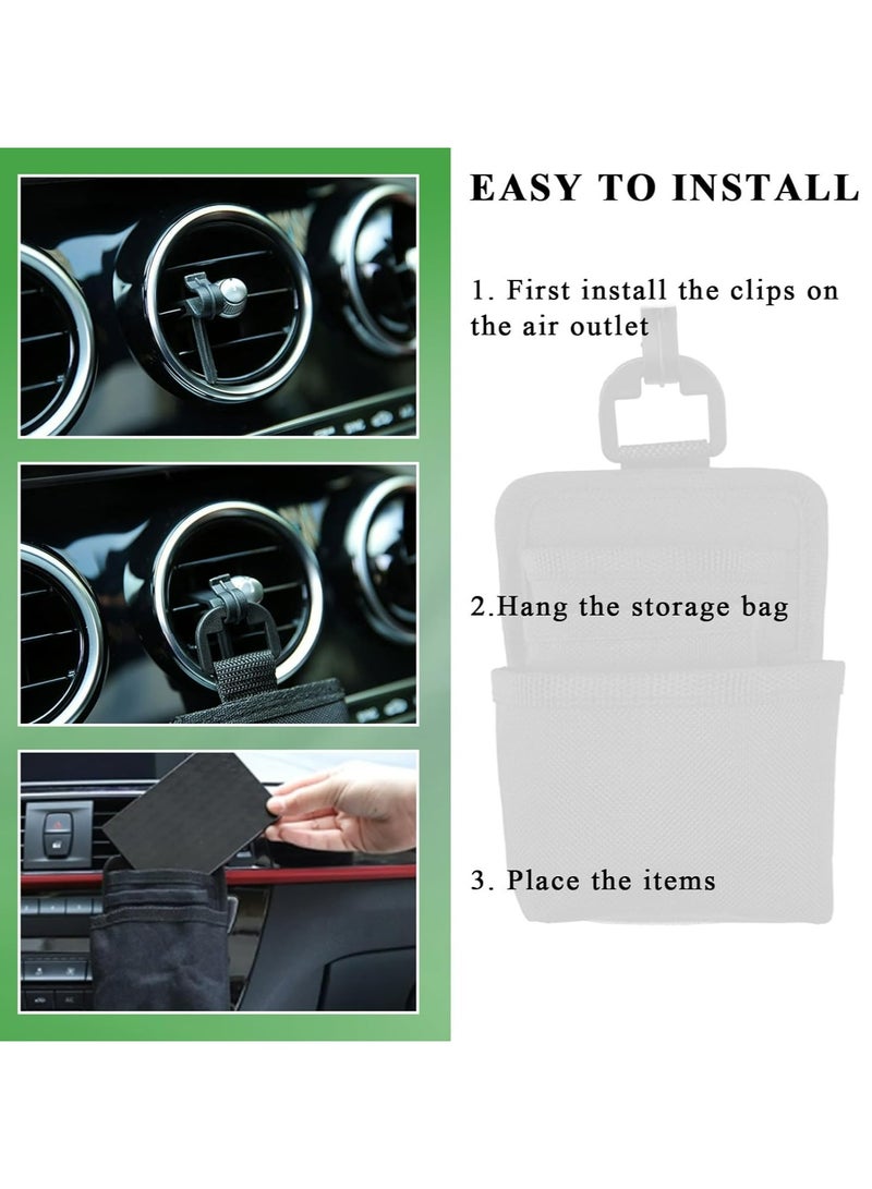 Car Air Vent Storage Bag, Lightweight Auto Vent Organizer with Charging Port, Universal Hanging Bag Case Organizer, Car Interior Storage Pocket Accessories for Most Vehicles (Black) - Image 5