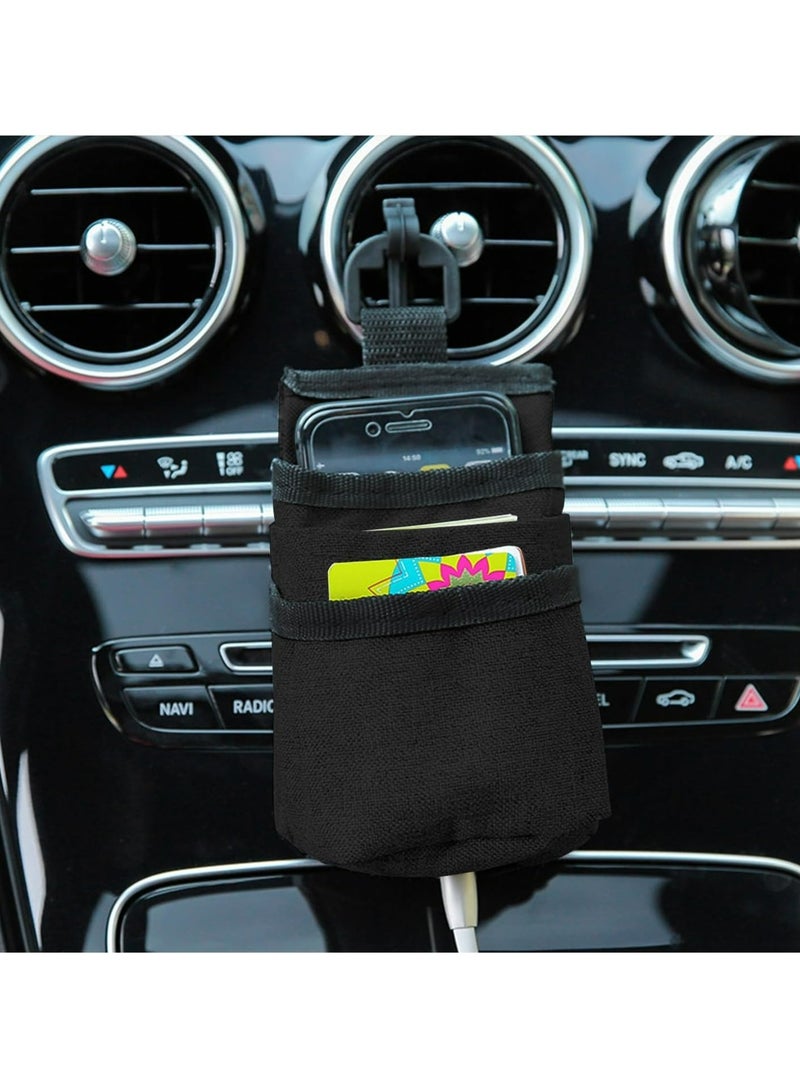 Car Air Vent Storage Bag, Lightweight Auto Vent Organizer with Charging Port, Universal Hanging Bag Case Organizer, Car Interior Storage Pocket Accessories for Most Vehicles (Black) - Image 1