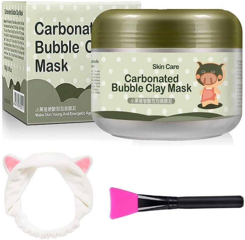 Carbonated Bubble Clay Mask OCHILIMA Bubbles Mud Mask with Headband Brush for Face Deep Cleansing Reduce Pores Purifying Face Mask for All Skin Types 352 oz