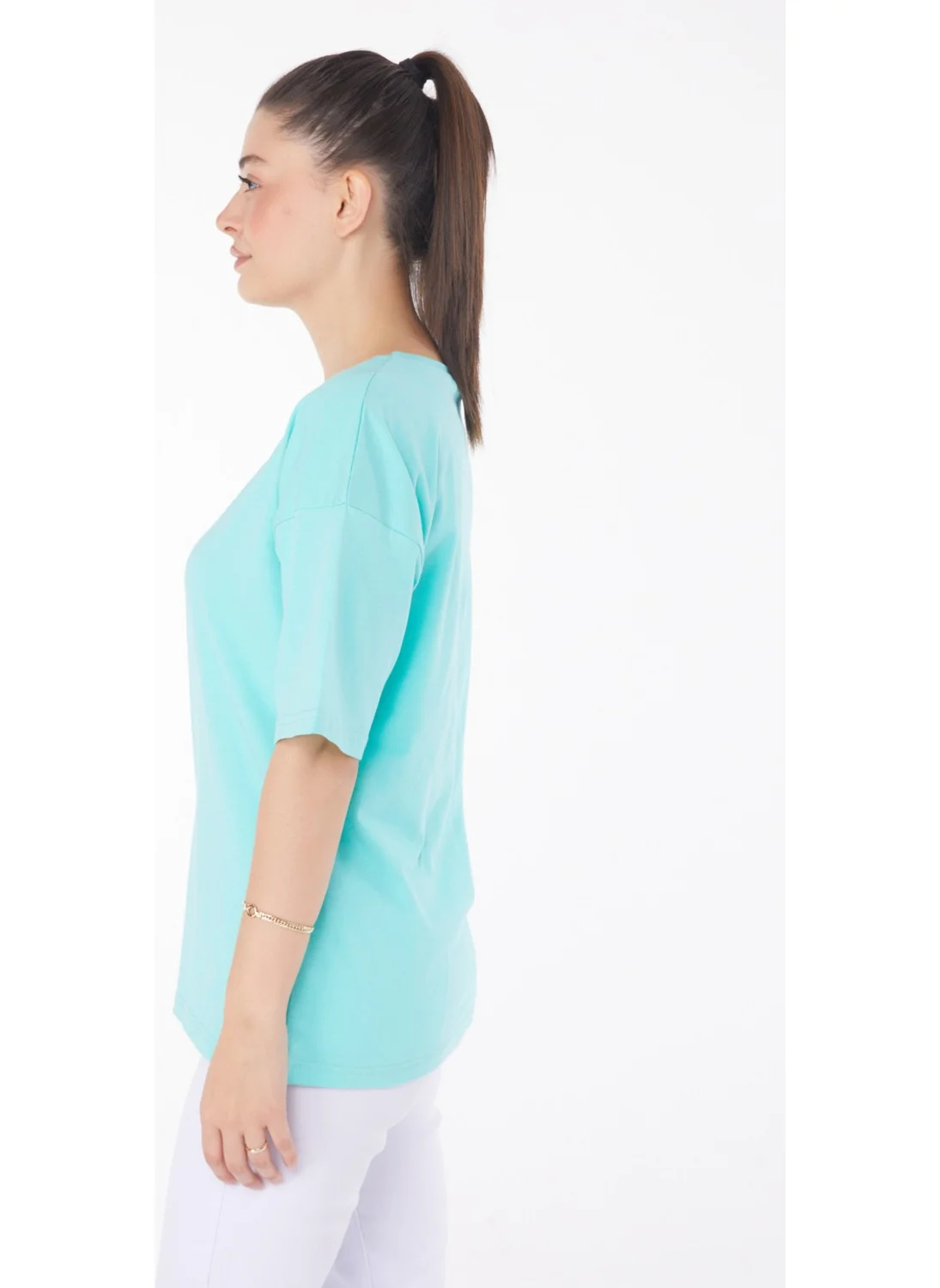 Tofisa Plain Mid Women's Green T-Shirt - 25848