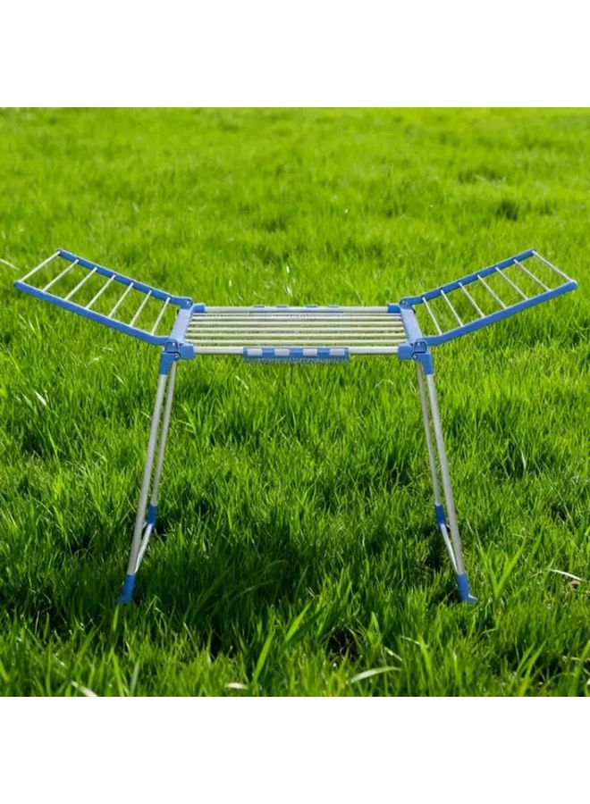 Type B Foldable Floor Clothes Drying Rack Dual Wing Balcony Towel Hanger Indoor Outdoor Laundry Storage - Image 1