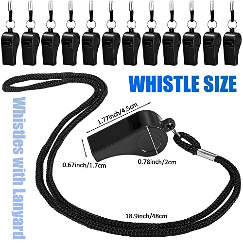 Flutesan 24 Pcs Plastic Whistles Bulk with Lanyard Sports Loud Crisp Sound Whistles for Coach Referees Training Emergency OfficialsBlack - Image 3