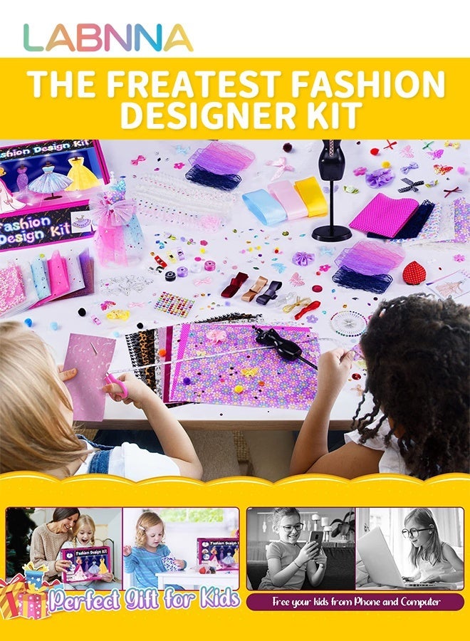 LABNNA 448 قطعة من الحرف الفنية اليدوية مجموعات مصمم الأزياءملابس الدمى وصنع مجموعة الخياطة للأطفال في أعياد ميلاد للفتيات والأطفال - Image 4