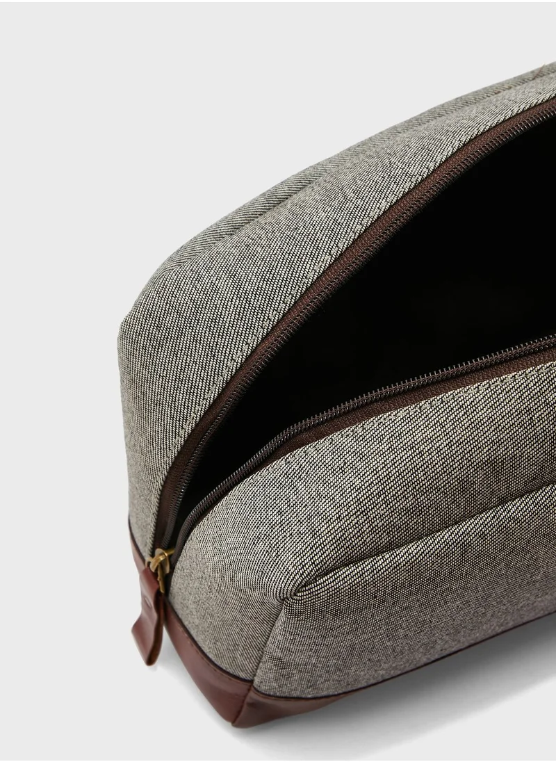 Seventy Five Genuine Leather And Canvas Toiletry Bag