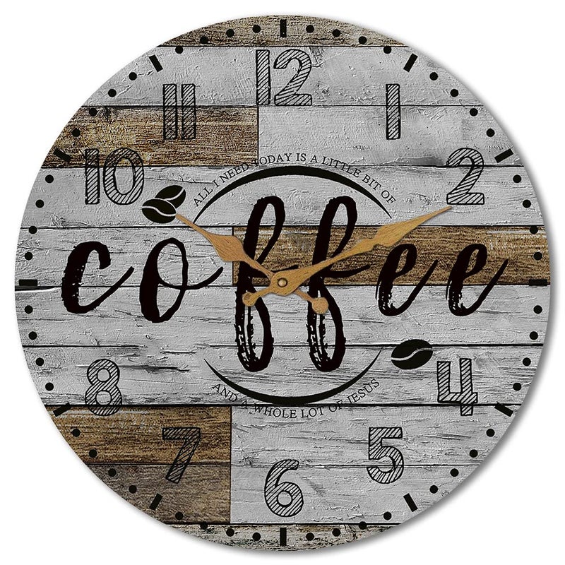 SAC SMARTEN ARTS SAC SMARTEN ARTS Rustic Kitchen Wall Clock  12 Inches Silent Wooden Office Decor for KitchenOfficeCoffee Corner Bar Decoration 