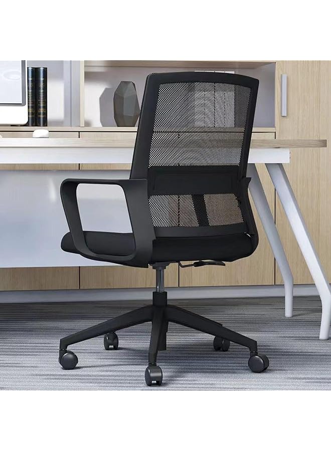 الكبريت كرسي مكتب مريح مع ارتفاع قابل للتعديل ومسند ظهر داعم لأسفل الظهر، أسود - Image 2