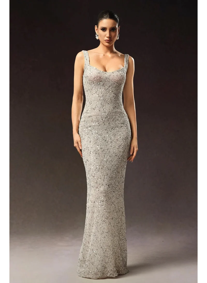Bella Barnett  Radmila Sleeveless Sequins Fish Tail Maxi Dress for Women | Best Price UAE