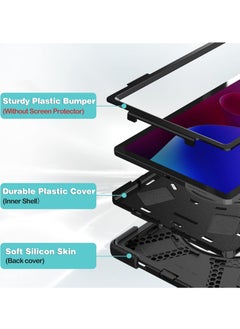 Procases Lenovo Tab P11 Pro 11.2 Inch Case Rugged Heavy Duty Shockproof Cover With Hand Strap Shoulder Strap Black  - Image 4