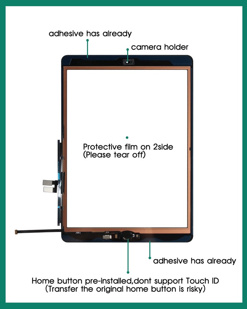 SRJTEK for iPad 7 7th Gen Touch Screen for iPad 8 8th Gen Screen Replacement for iPad 10.2 2019 Digitizer A2197 A2200 A2198 A2232 10.2 2020 A2428 A2429 A2270 A2430 (with Home Button) (Black) - Image 3