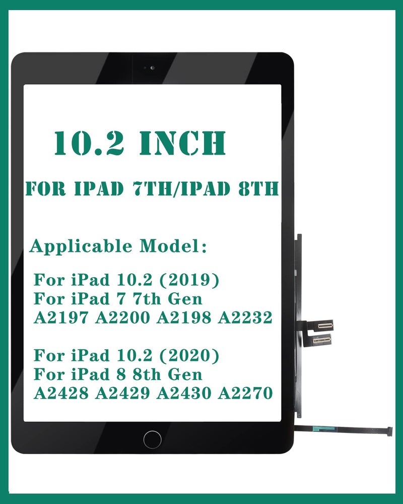 SRJTEK for iPad 7 7th Gen Touch Screen for iPad 8 8th Gen Screen Replacement for iPad 10.2 2019 Digitizer A2197 A2200 A2198 A2232 10.2 2020 A2428 A2429 A2270 A2430 (with Home Button) (Black) - Image 2