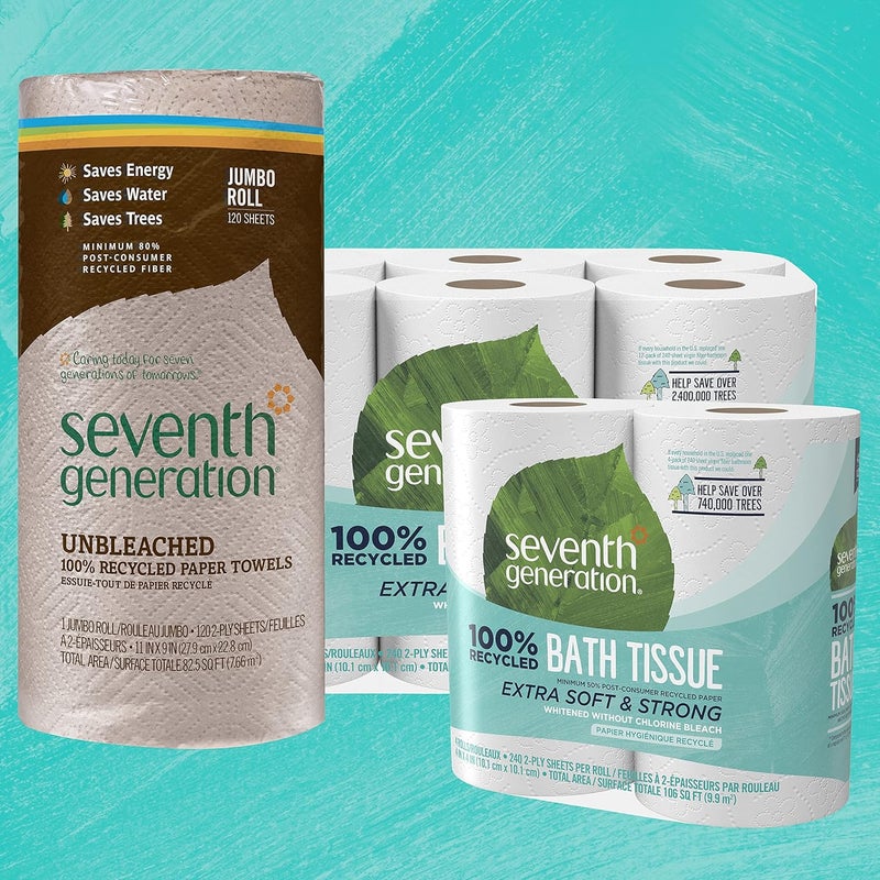 Seventh Generation 100% Recycled Bath Tissue, Extra Soft & Strong, 2-Ply, 240 Sheets per Roll, 4 Count (Pack of 12) - Image 5