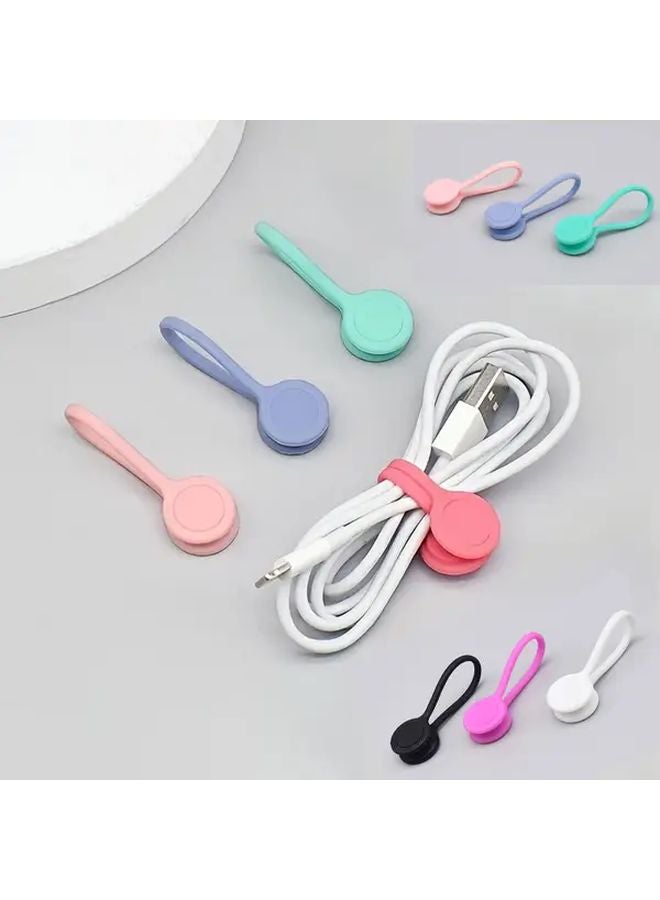 10pcs Random Colors Magnetic Cord Winder Earphone Style Cable Management Buckle - Image 2