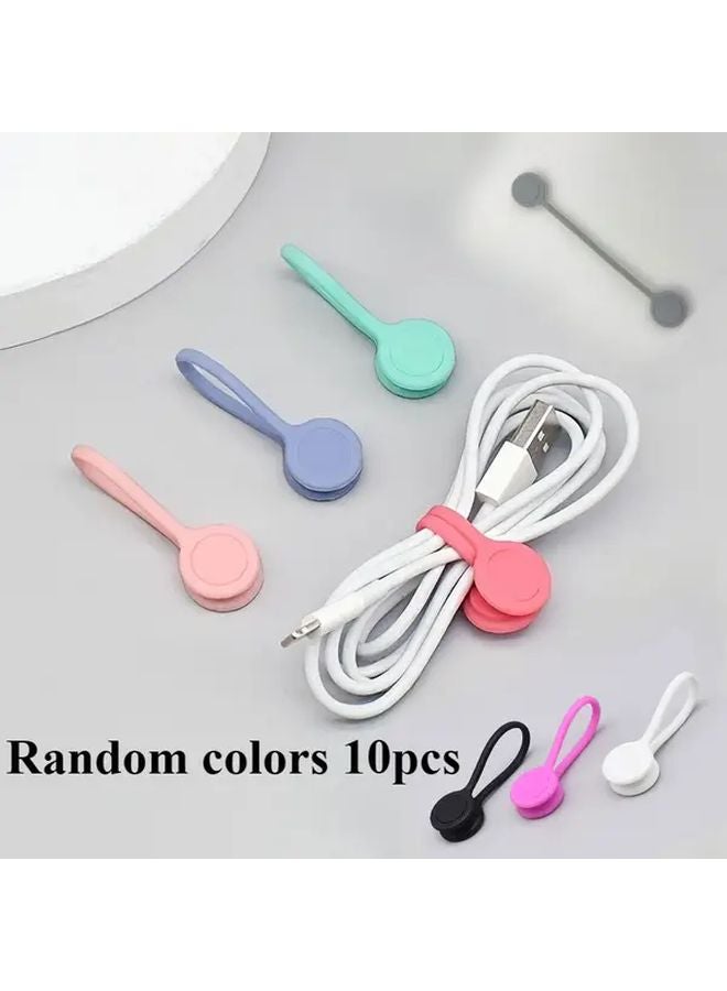 10pcs Random Colors Magnetic Cord Winder Earphone Style Cable Management Buckle - Image 1