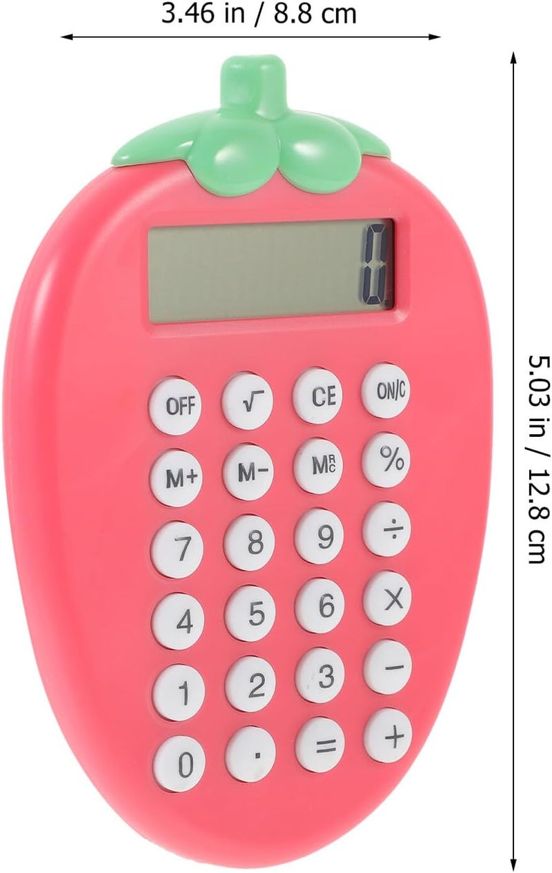 Portable Solar Calculator Cartoon Strawberry Design Handheld Four-Function Calculator for Students and Office Use Convenient and Compact Tool for Daily Calculations - Image 3