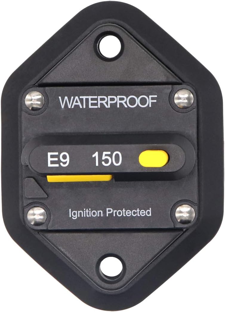 T Tocas Hi-Amp 150 Amp Circuit Breaker with Manual Reset 12V - 48V | Waterproof IP67 for Car Audio RV Bus Truck Boat Marine - Image 1