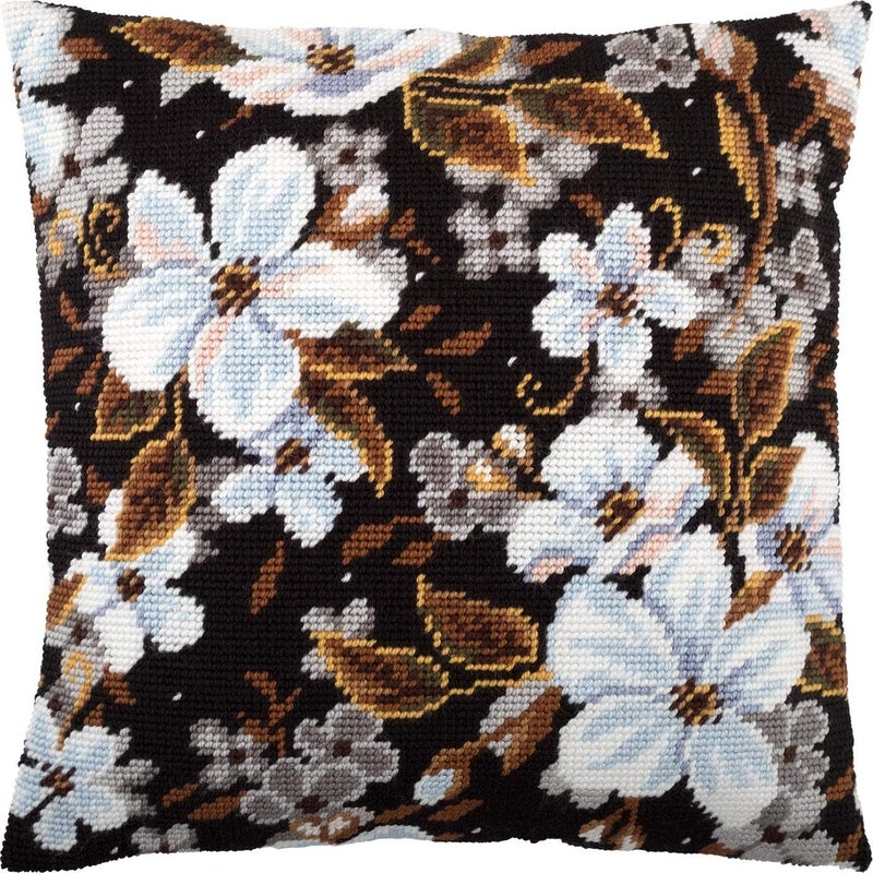 Brvsk Apple Blossom. Needlepoint Kit. Throw Pillow 16×16 Inches. Printed Tapestry Canvas, European Quality - Image 1