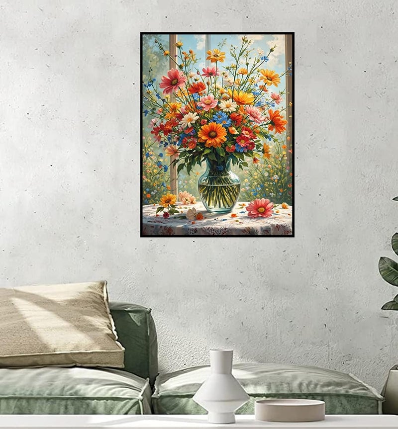 croshom Diamond Art Kits for Adults - Flowers Diamond Art Painting Kits for Adults Beginners, 5D Full Drill Diamonds Painting Crafts for Home Wall Decor 11.8x15.7in, Flowers Vase - Image 3