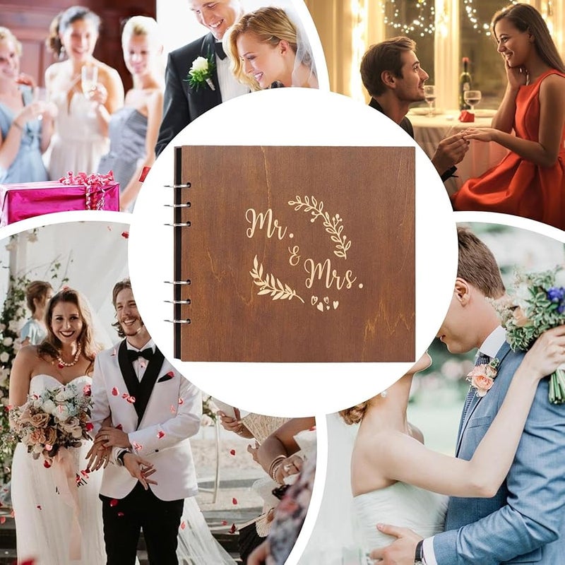 Wood Cover Spiral Binding Wedding Guest Book for Anniversaries Birthdays Parties - Image 5