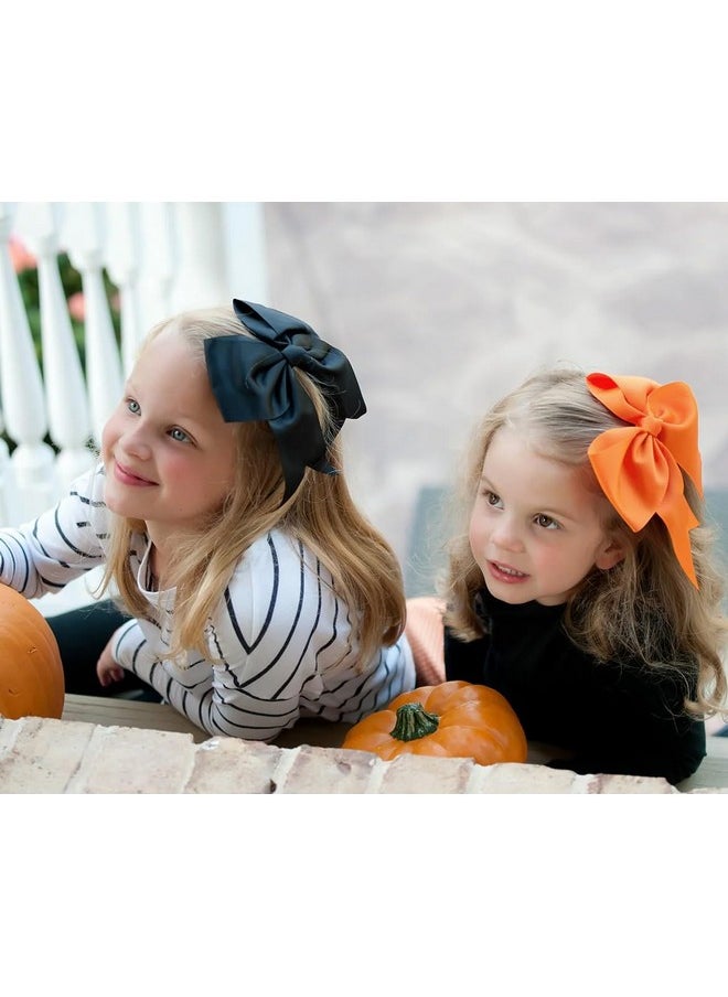 Tobeffect - Hair Bow Clips, 8 Inch Big Orange Bows For Girls Hair, Cheerleading Bows For Women, Softball Team Bows, Cheerleader Hair Bows For Halloween Costumes, Festivals, Birthdays - Image 1