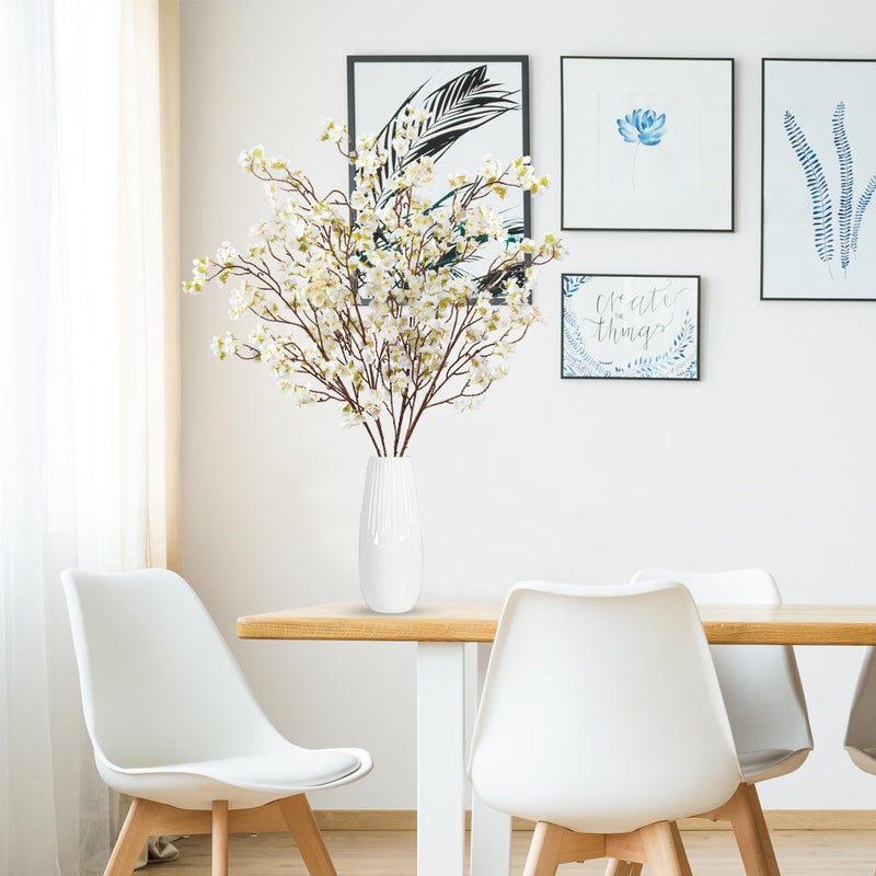 Sggvecsy Artificial Cherry Blossom Flowers 4 Pcs Faux Cherry Blossom Stems Faux Silk Cherry Blossom Branches 41â€™â€™ Fake Flowers Long Stems for Vase Arrangements Home Wedding Table Decor (White) - Image 3