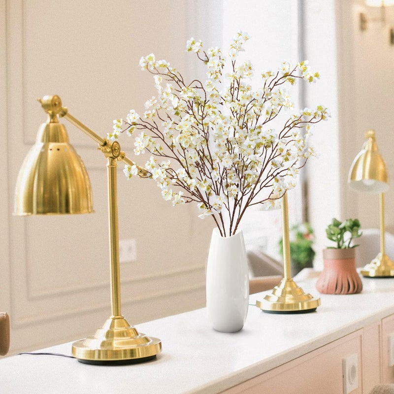 Sggvecsy Artificial Cherry Blossom Flowers 4 Pcs Faux Cherry Blossom Stems Faux Silk Cherry Blossom Branches 41â€™â€™ Fake Flowers Long Stems for Vase Arrangements Home Wedding Table Decor (White) - Image 2