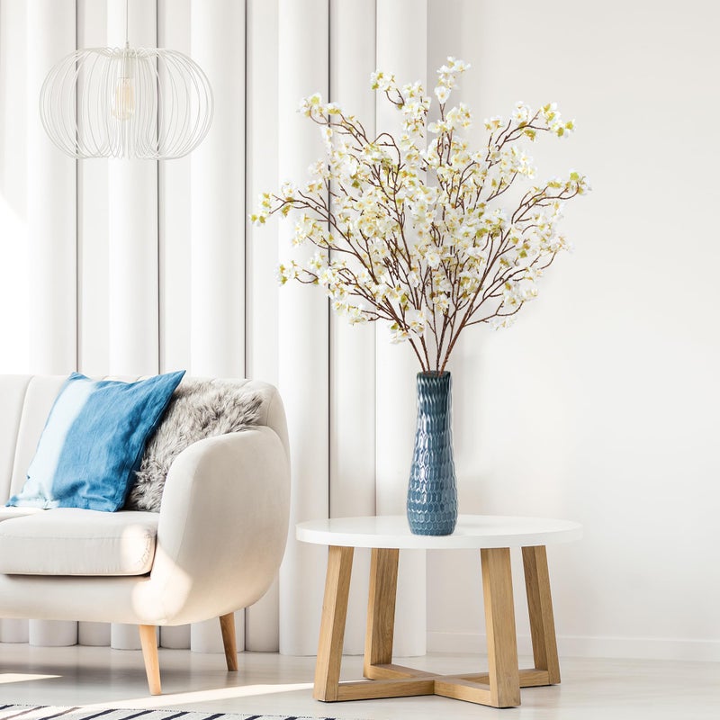 Sggvecsy Artificial Cherry Blossom Flowers 4 Pcs Faux Cherry Blossom Stems Faux Silk Cherry Blossom Branches 41â€™â€™ Fake Flowers Long Stems for Vase Arrangements Home Wedding Table Decor (White) - Image 5