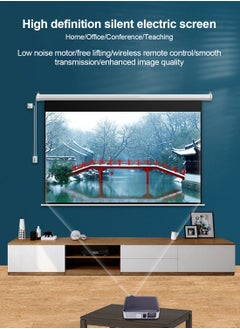 Flash Hawk 60 Inch 16:9 Wall Mount Electric Projector Screen Motorized Projection Curtain with Remote Control For Home Cinema/Home Theater/Home Gaming/Home Party  - Image 3