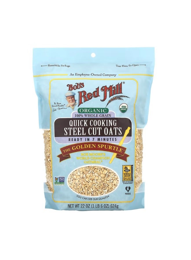 Bob's Red Mill Organic Quick Cooking Steel Cut Oats Whole Grain 1 lb 6 oz 624 g - Image 1