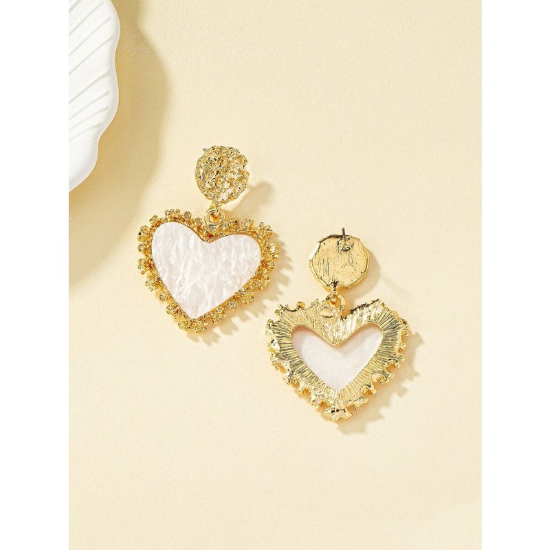 Rhinestone Detail Heart Drop Earrings Valentines - Image 2