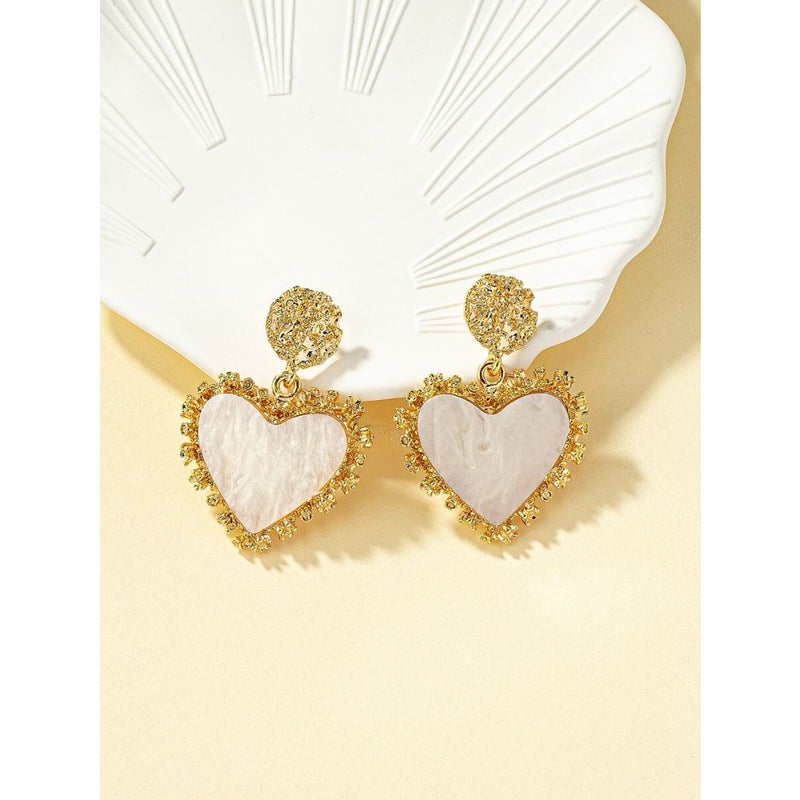 Rhinestone Detail Heart Drop Earrings Valentines - Image 3
