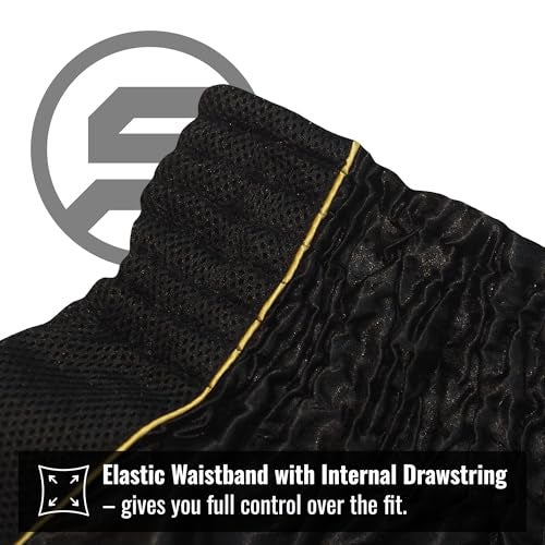 SIAMKICK Classic Muay Thai Shorts for Men Women Boxing Kickboxing High Grade MMA Fight Clothing Training Workout Trunks (L, Black Dragon V2) - Image 4