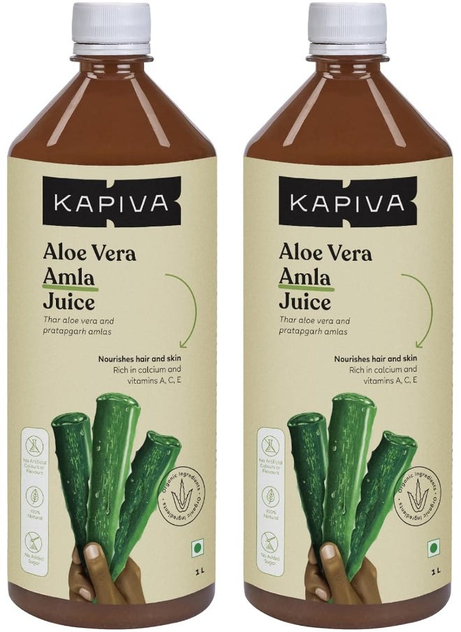 Kapiva - Aloe Vera + Amla Juice 2l Cold Pressed Juice For Glowing Skin Super Saver Pack Of 2 - Image 1