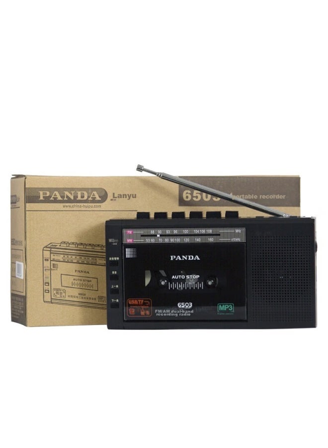Panda مسجل كاسيت محمول باندا 6503، مشغل مدمج لكبار السن، متوافق مع فلاش USB وبطاقة الذاكرة، مشغل صغير للتسجيل، تعلم اللغة الإنجليزية لكبار السن، للاستخدام المنزلي، أسود - Image 4