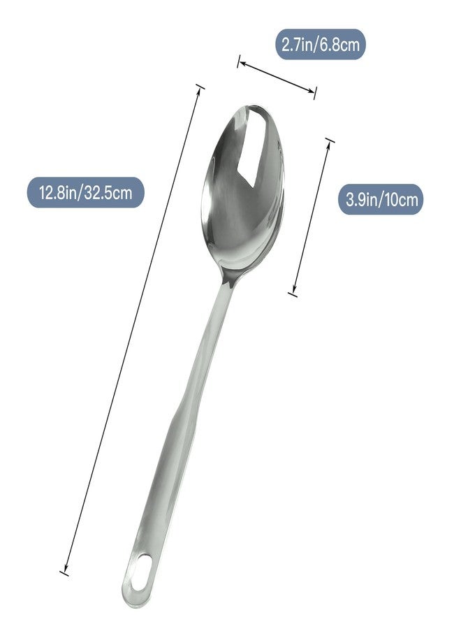 IMEEA Large Cooking Spoon SUS304 Stainless Steel Metal Serving Spoon for Mixing, 12.8-Inch - Image 2